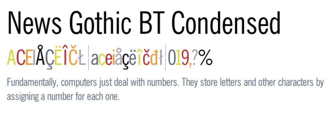 News Gothic BT Roman Condensed Font