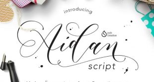 aidan script font 310x165 - Aidan Romantic Script Font Free Download